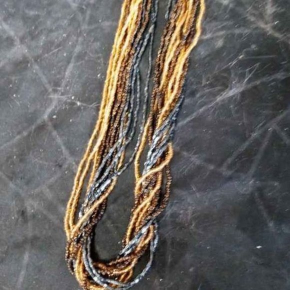 VINTAGE 12 STRAND GLASS SEED BEADS CHOKER NECKLACE 1950S - Picture 4 of 6